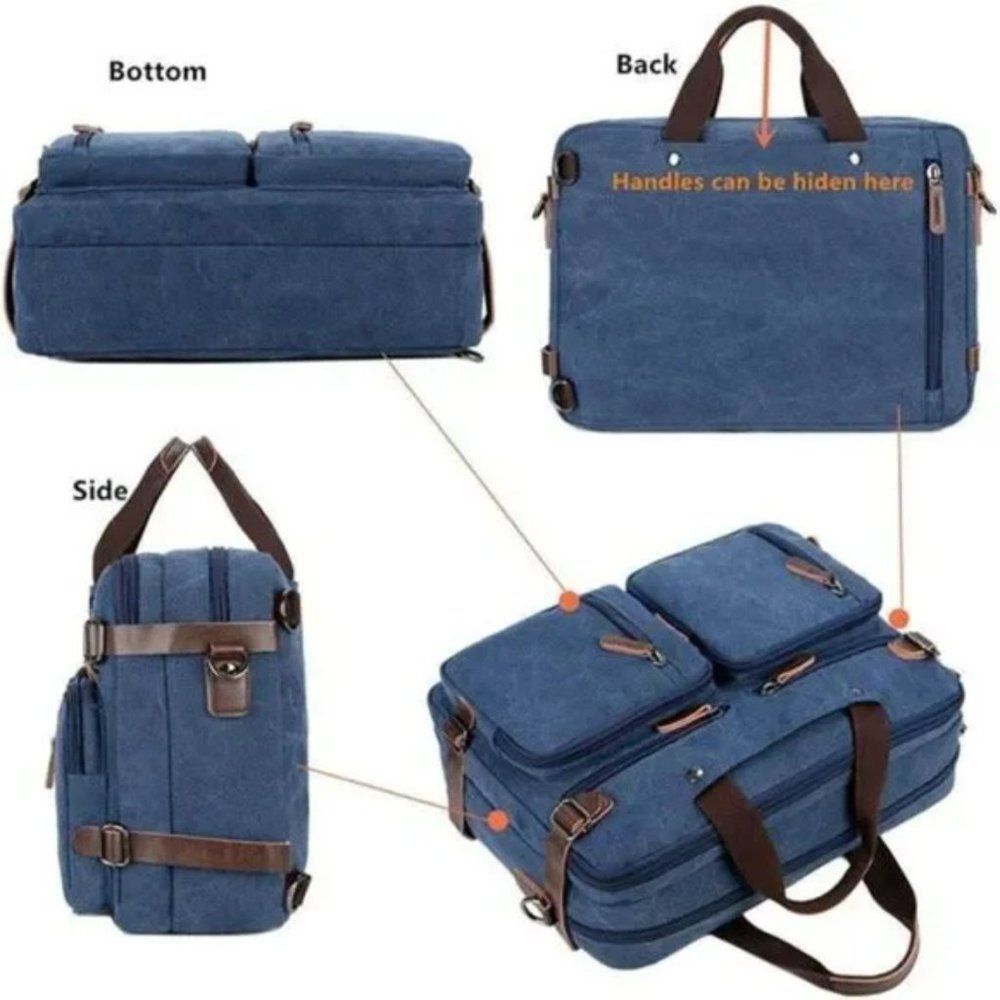 NEW Convertible Briefcase Backpack Blue - Picture 4 of 9